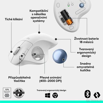 Logitech M575 TrackBall, bílá - 6