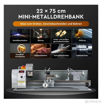 Soustruh stolní na kov 1100W 220x750mm Mini soustruh - 6