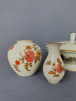 Porcelánový mini vázičky a dóza s květinami Thomas 1953-1960 - 6