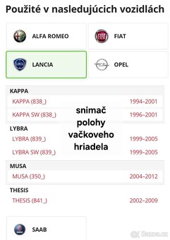 Snimac polohy vacky Afa, Fiat, Opel, Lancia, Saab - 6