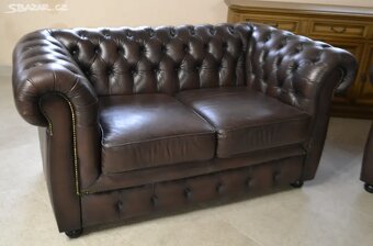 Kožená, Chesterfield sedací souprava 3+2+1, TOP - 6
