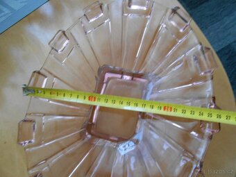 Stará skleněná mísa - růžové sklo 34cmx26cm - bez oťuků - 6