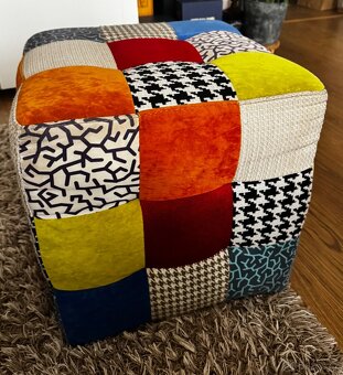 Patchwork Gauč + Taburetka (3-miestny) - 6