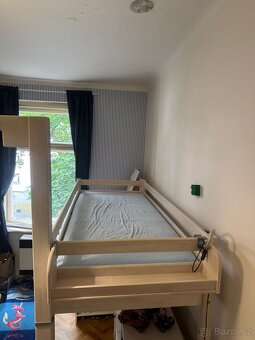 Dětská vyvýšená postel Domestav z masivu + schody, lanový že - 6
