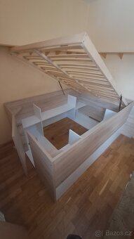 Postel s velkým úložným prostorem 140x200 v barvě dub - 6