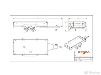 Nebržděný přívěsný vozík RESPO B150, 350x150 cm, 750 kg - 6