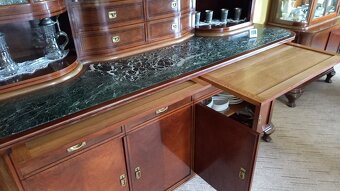 Starožitný nábytek-jídelna (intarzie, mramor,rozkládací stůl - 6