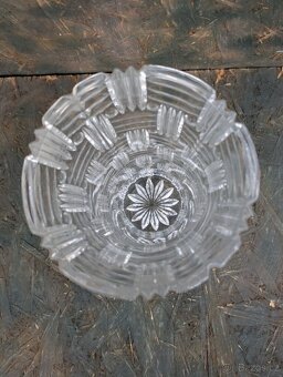 Retro větší broušená váza, geometrický vzor. Těžká. - 6