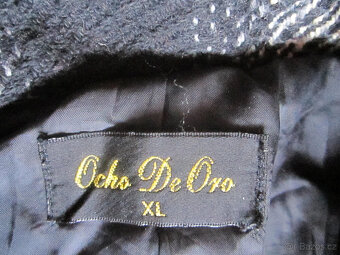 Kabát černo bílý s páskem, vel. M/L, polyester - 6