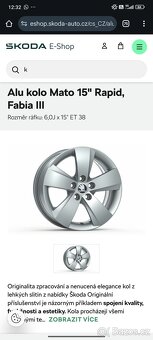ALU Škoda Rapid, Fabia - 15" Mato + letní 185/60 R15 - 6