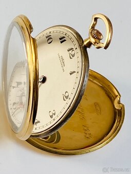 Zlaté 18-karátové art deco kapesní hodinky Vulcain - 6