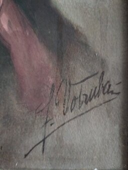 obraz ROŠŤANDA S CIGARETOU portrét, olej, František Votruba - 6