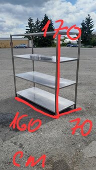Nerezový regál s 4x polici 160x70x170 cm - 6