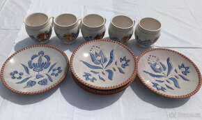 5x Keramický Talíř + Hrnek Porcelán Dekorace RETRO - 6