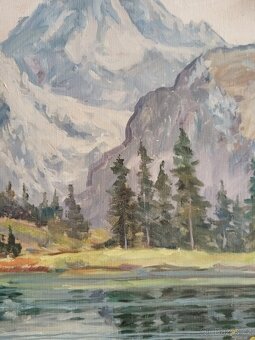 obraz HORSKÉ JEZERO, olej, sign. Hruška - 6