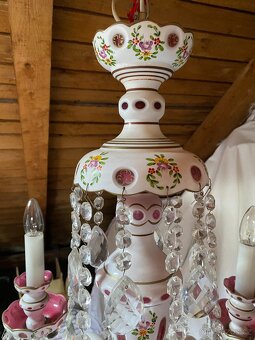 Starožitný křišťálový / porcelánový lustr - 6