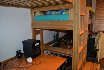 Vyvýšená 2 postel s prostorem dole, NADSTAVBA, masiv dřevo - 6