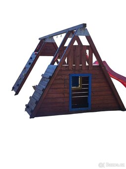 Dětské hřiště - robustní, dřevěné, se skluzavkou - 6