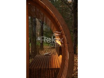 Finská sudová sauna 2,6 m - termo dřevo pro 6 osob - 6