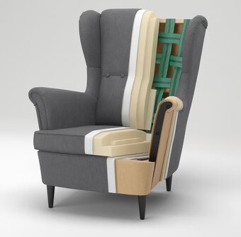 Šedé křeslo ušák IKEA STRANDMON - 6