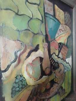 Zátiší s kytarou, kubismus, olej/plátno,rámováno. - 6