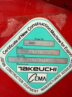 TAKEUCHI TB 216 - RV 2021 - servis VLW - powertilt - 6