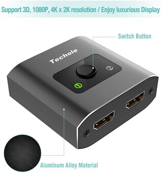 Obousměrný HDMI splitter Techole pro dva zdroje signálu - 6