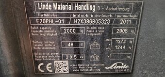 VZV Linde E20PHL – elektro, 2t, Triplex 5,6m, kabina, posuv - 6