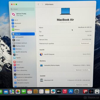 NOVÝ APPLE MACBOOK AIR 13.6” M3/512GB/16GB/BATERIE 100% - 6