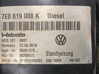 Webasto přídavné topení naftové 7E0819008K VW T6 7E 2018 - 6