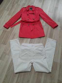 Luxusní červený kabátek, Marks Spencer džíny UK 12/M - 6