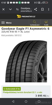 225/45 R18 XL Nové Letní Goodyear Eagle F1 - 6