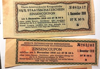 Rakouské ZINSEN kupony 1918 - 1924. 15 kusů. - 6