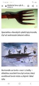 starožitná ,ručně kovaná vidlice na lov ryb , cca 1890 - 6