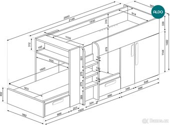 Patrová postel pro dvě děti (palanda) 90x200 - výrobce Aldo - 6