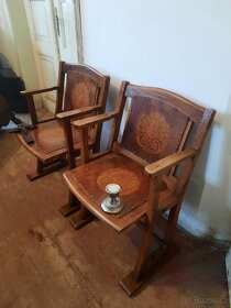 Starožitná kostelní lavice - cena za pár - 6