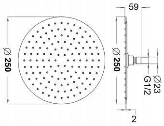 Dešťová sprchová hlavice Bonade chrom 250 mm - 6