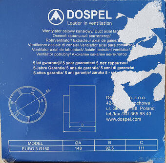potrubní ventilátor Dospel euro 3 - 6