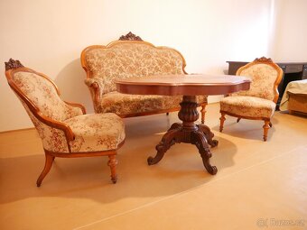 Reprezentativní salonní souprava z 19.stol.-sofa,křesla,stůl - 6