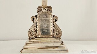 Ag stříbro stolní krucifix loťák rok 1864 biedermeier styl - 6