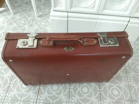 Starý retro kufr  koženka Kazeto hnědý - 6