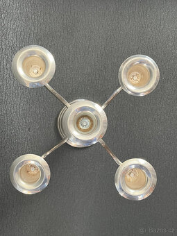 Pětiramenný stolní svícen 18.5 cm, stříbrný kov - 6