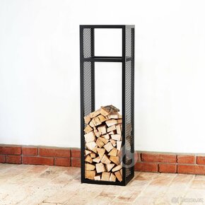 Kovový stojan na polínka ke krbu Perfo 2-Tower z tahokovu - 6