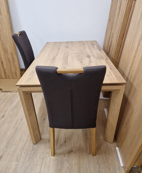 Nová židle hnědé polstrování + nohy masiv dub - 6