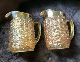 starožitné 2 x džbánek mléčenka karnevalové sklo výška 10cm - 6