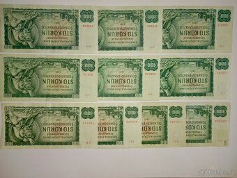 BANKOVKY 100 KČS 1961, VŠECHNY VYDANÉ SÉRIE, NÍZKÁ ČÍSLA - 6