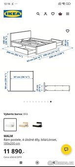 Prodám manželskou postel 180cm x 200cm - 6