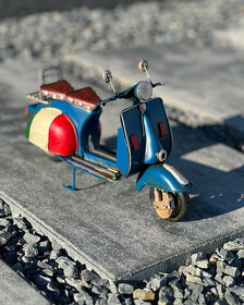 Plechový retro skútr - modrý motorka skvělý dárek - 6