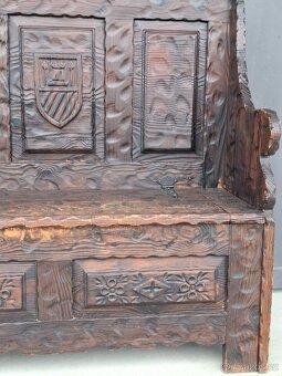 Starožitná vyřezávaná lavice - 6