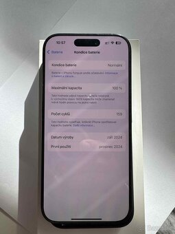 Prodám Apple iPhone 16 Pro 128 GB černý titan/ Top stav - 6